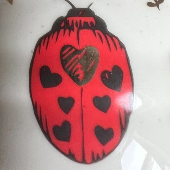 SHEFFIELD HOME Ladybug & Hearts Speckled MUG Sturdy Red Pink Gold 4.5" tall - Picture 9 of 14